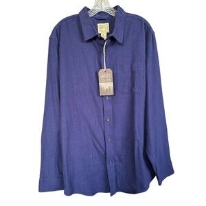 GROVE & HOLLOW Men's Button Down Shirt Long Sleeve 100% Cotton Size XL Navy